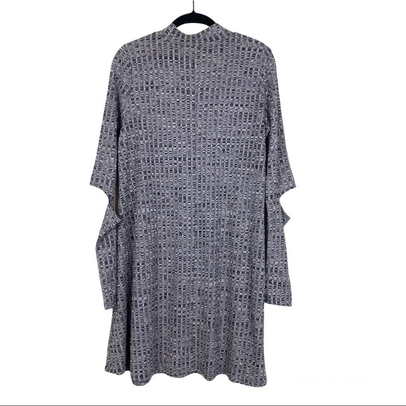 Gianni Bini Heather Gray Ribbed Knit Elbow Cutouts Long Sleeve Shift Dress M - Picture 3 of 6